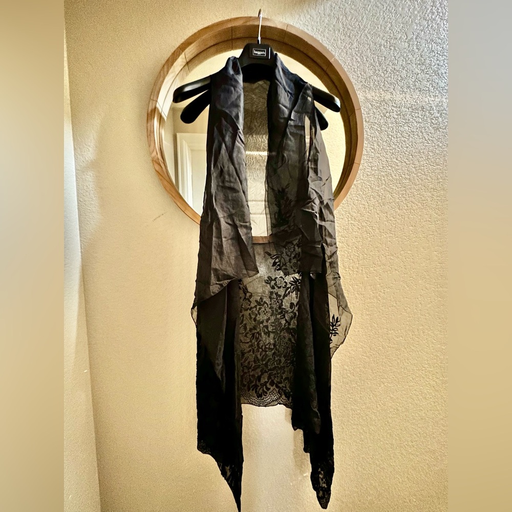 Black Sheer Duster with velvet detail